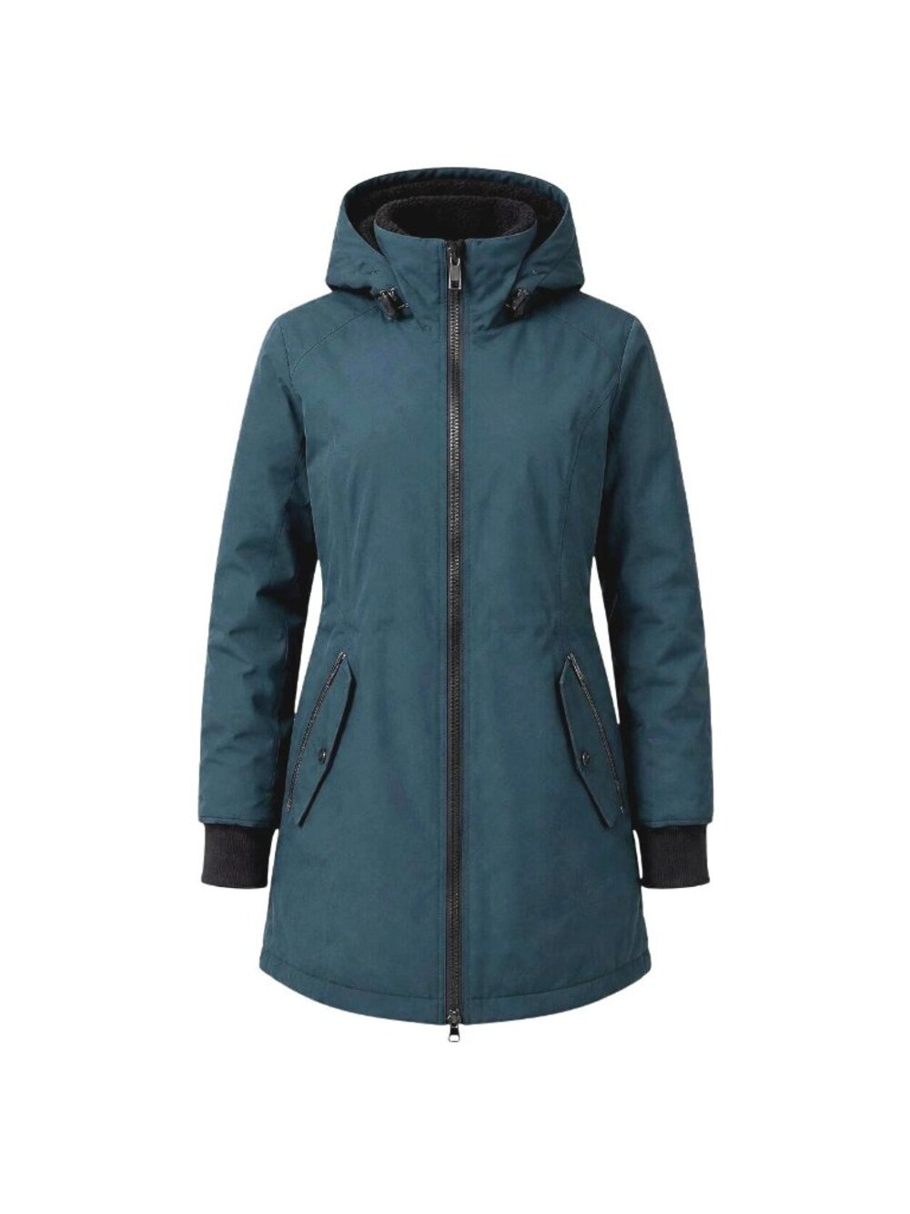 Calvin Klein Size M Deep Green Hooded Water Resistant Plush Lined Parka Coat